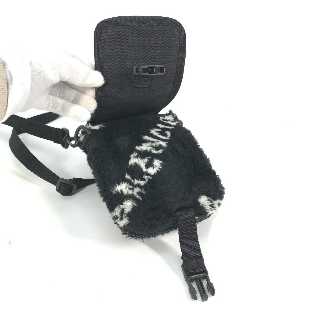 BALENCIAGA Fluffy Explorer Crossbody Bag Pochette Shoulder Fur Black - Picture 6 of 9